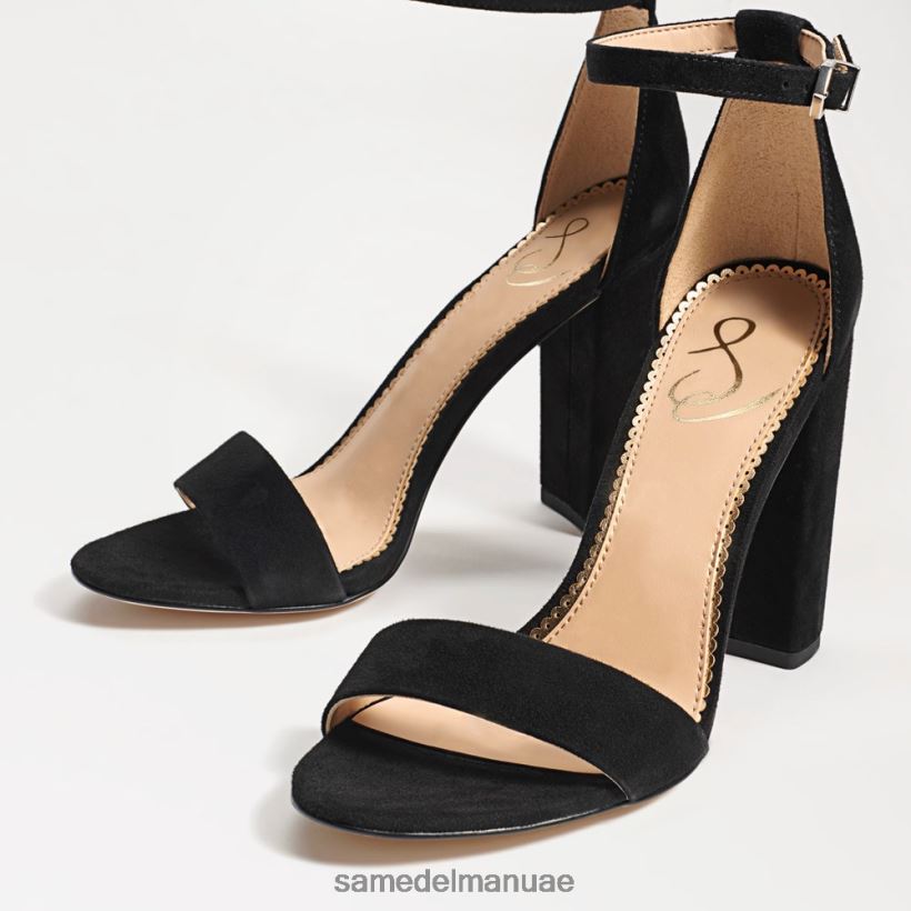 جلد الغزال الأسود أحذية Sam Edelman نحيف صندل بكعب عريض من يارو 246L6T338
