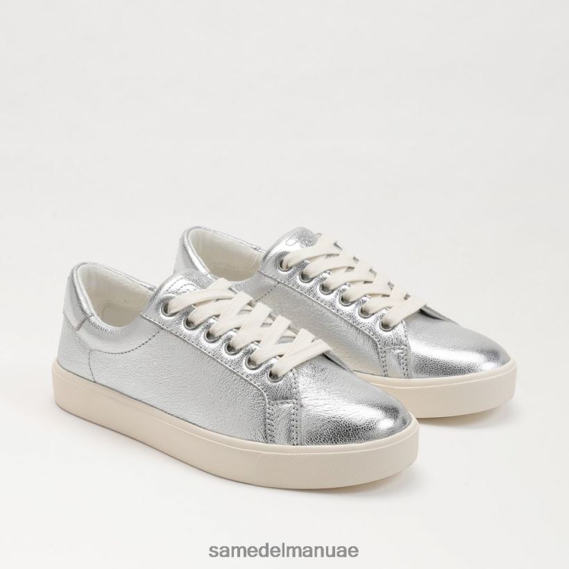 الفضة الناعمة أحذية Sam Edelman نحيف حذاء رياضي برباط من الإيثيل 246L6T344