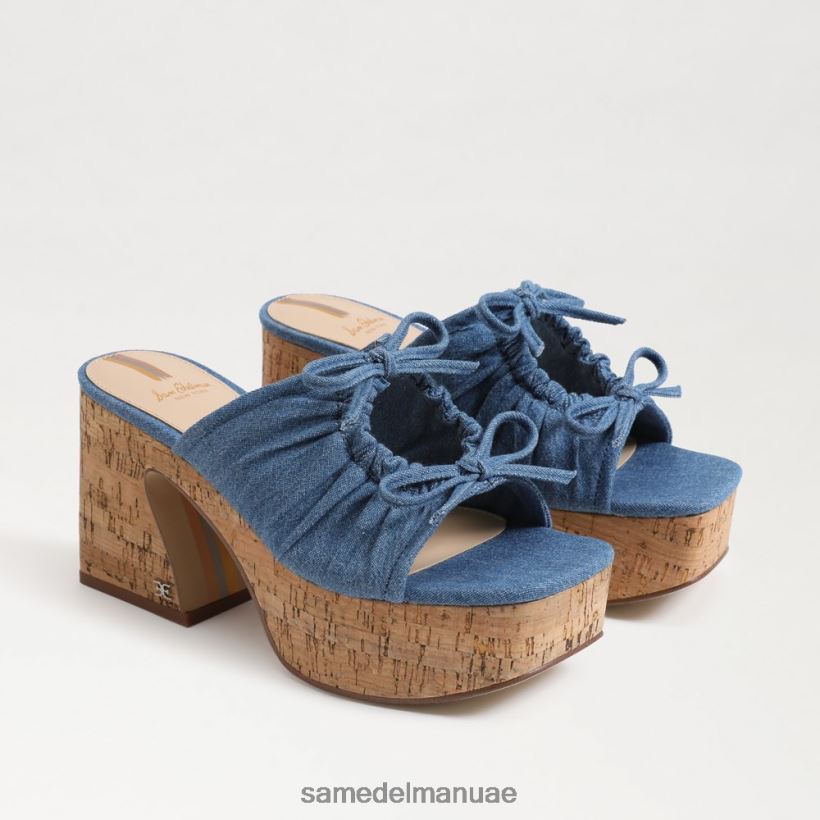 النيلي المغسول أحذية Sam Edelman نحيف كعب إسفين منصة دوفا 246L6T347