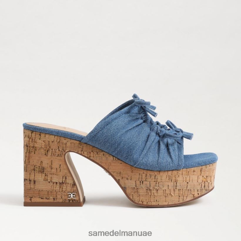 النيلي المغسول أحذية Sam Edelman نحيف كعب إسفين منصة دوفا 246L6T347