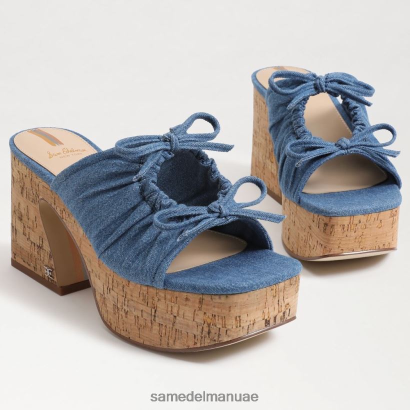 النيلي المغسول أحذية Sam Edelman نحيف كعب إسفين منصة دوفا 246L6T347