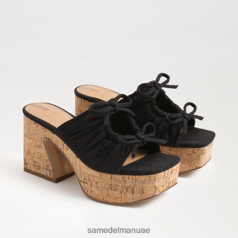 الكتان الأسود أحذية Sam Edelman نحيف كعب إسفين منصة دوفا 246L6T348