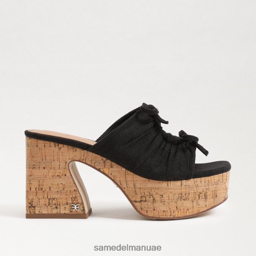 الكتان الأسود أحذية Sam Edelman نحيف كعب إسفين منصة دوفا 246L6T348