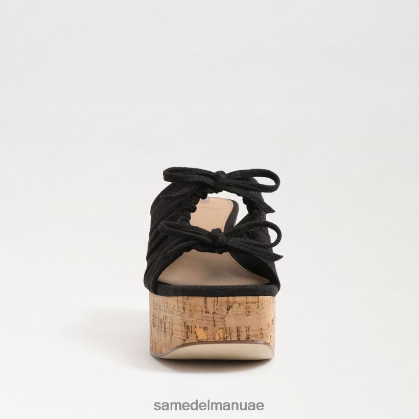 الكتان الأسود أحذية Sam Edelman نحيف كعب إسفين منصة دوفا 246L6T348
