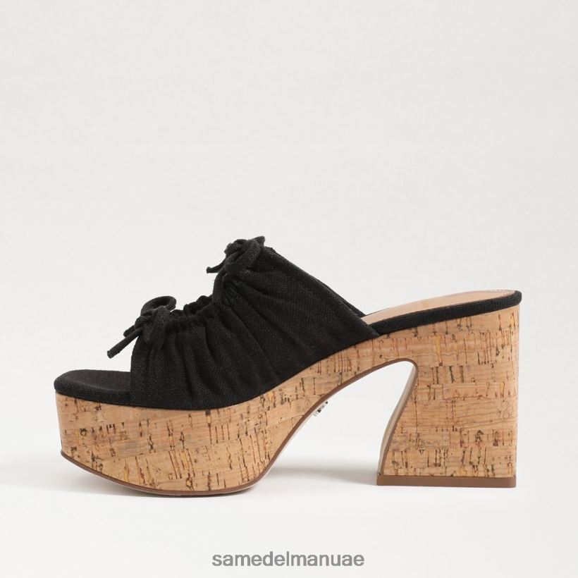 الكتان الأسود أحذية Sam Edelman نحيف كعب إسفين منصة دوفا 246L6T348