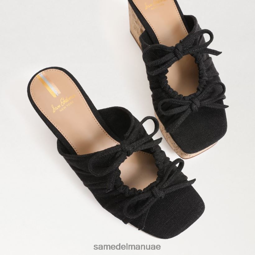 الكتان الأسود أحذية Sam Edelman نحيف كعب إسفين منصة دوفا 246L6T348