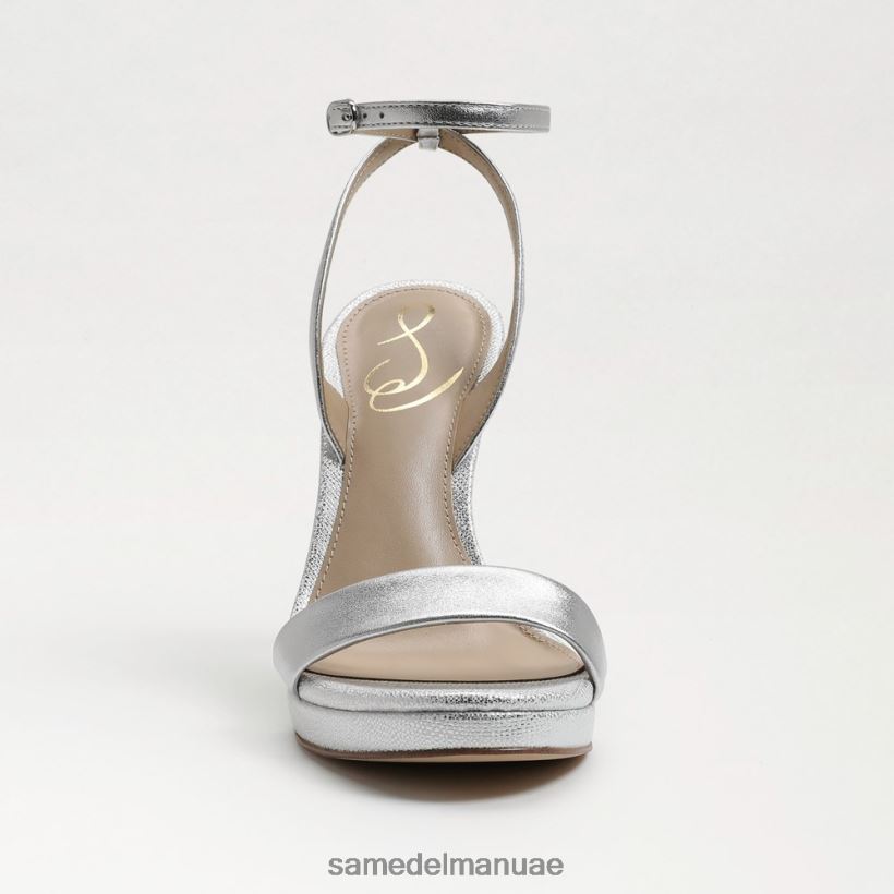 جلد فضي ناعم أحذية Sam Edelman نحيف اليشم كعب حزام الكاحل 246L6T385