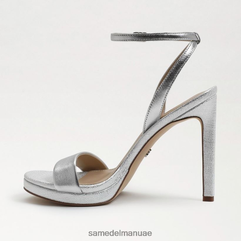 جلد فضي ناعم أحذية Sam Edelman نحيف اليشم كعب حزام الكاحل 246L6T385
