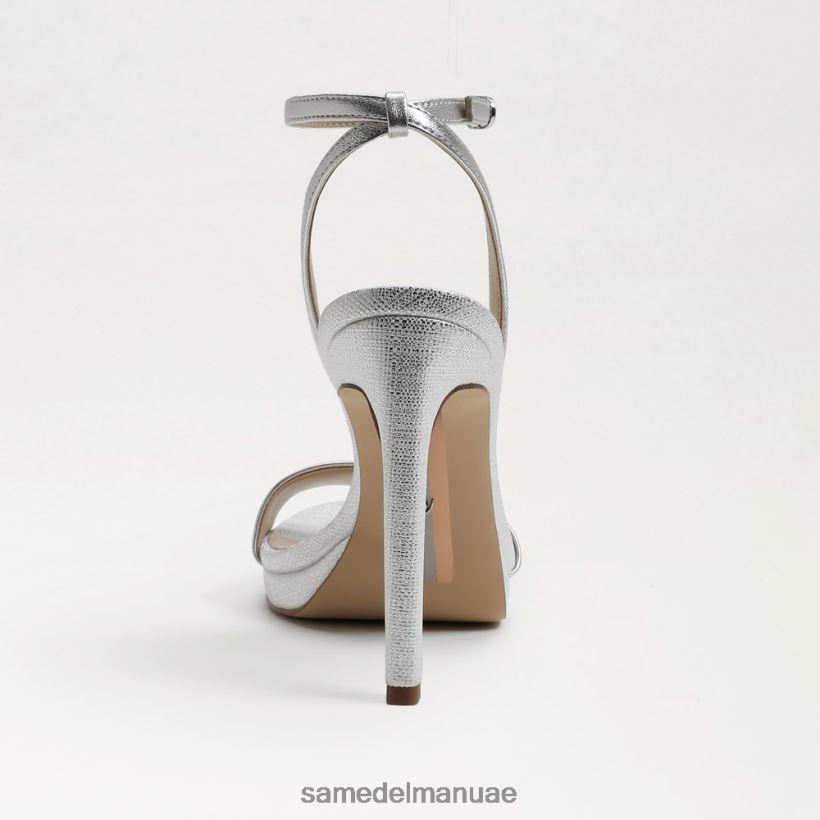 جلد فضي ناعم أحذية Sam Edelman نحيف اليشم كعب حزام الكاحل 246L6T385