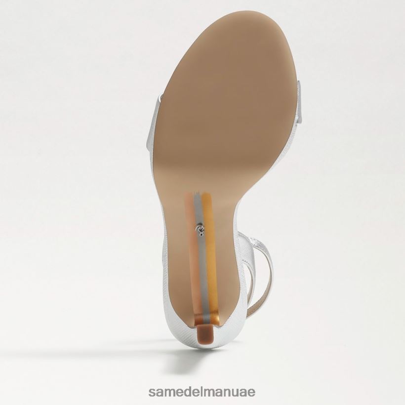 جلد فضي ناعم أحذية Sam Edelman نحيف اليشم كعب حزام الكاحل 246L6T385