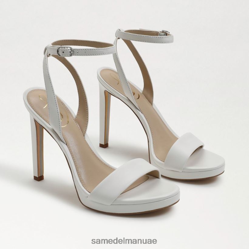 جلد أبيض مشرق أحذية Sam Edelman نحيف اليشم كعب حزام الكاحل 246L6T387
