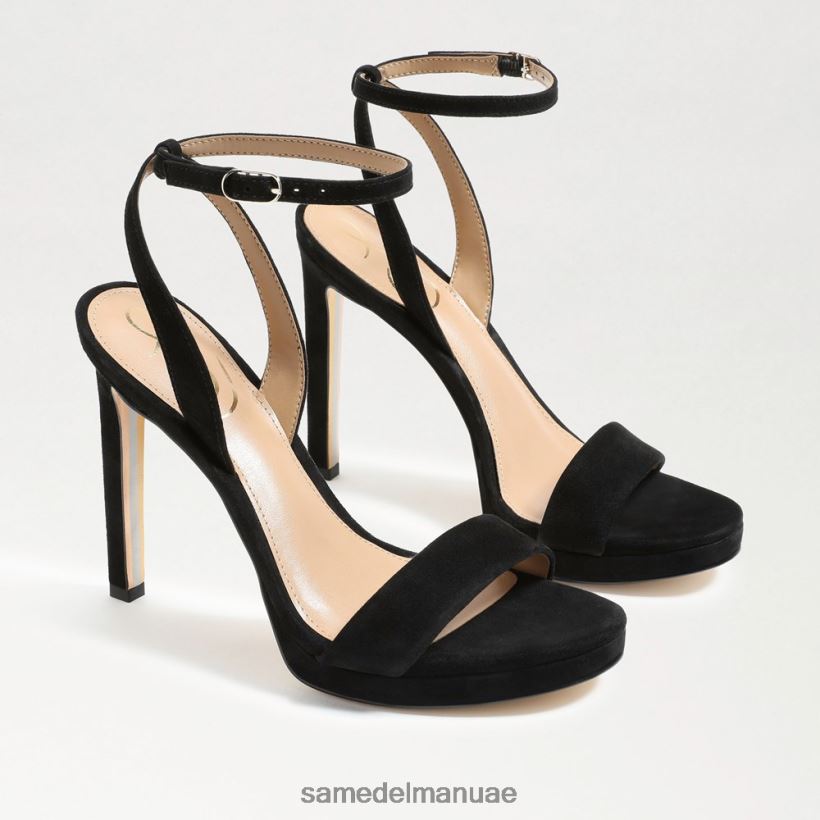 جلد الغزال الأسود أحذية Sam Edelman نحيف اليشم كعب حزام الكاحل 246L6T392