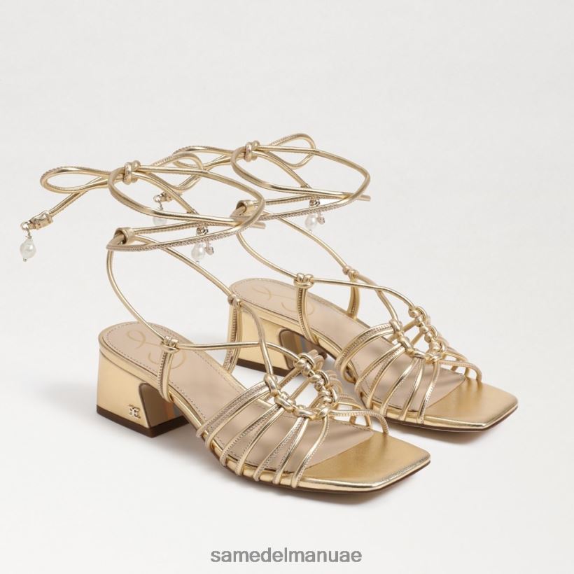 العنبر الذهب أحذية Sam Edelman نحيف صندل ويستلي بكعب عريض ورباط 246L6T399