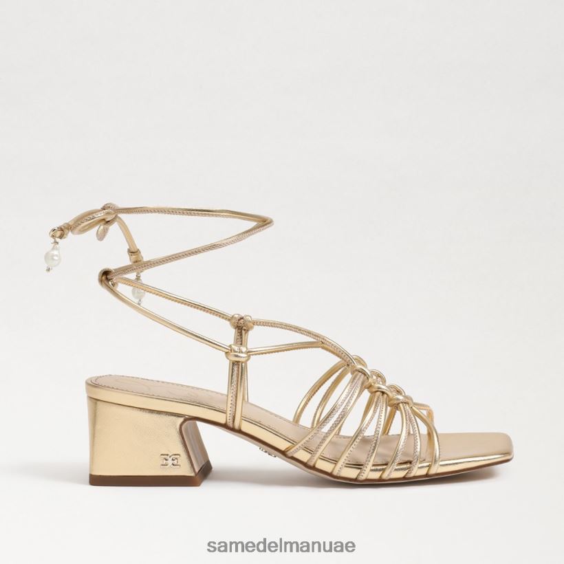 العنبر الذهب أحذية Sam Edelman نحيف صندل ويستلي بكعب عريض ورباط 246L6T399