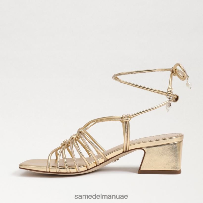 العنبر الذهب أحذية Sam Edelman نحيف صندل ويستلي بكعب عريض ورباط 246L6T399