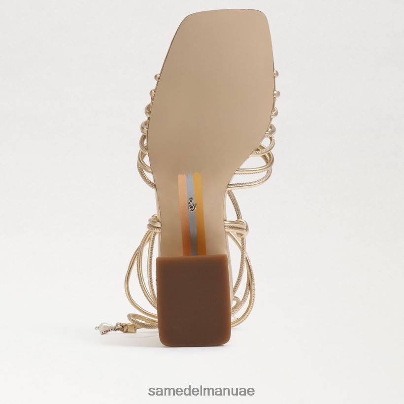 العنبر الذهب أحذية Sam Edelman نحيف صندل ويستلي بكعب عريض ورباط 246L6T399