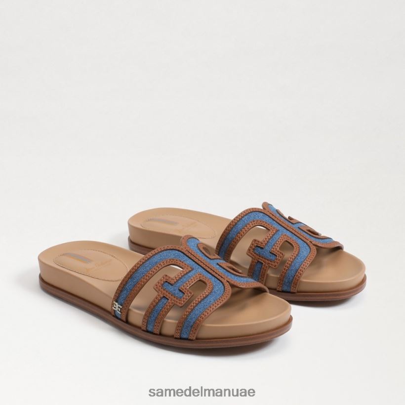 النيلي المغسول أحذية Sam Edelman نحيف صندل متعدد الشرائح من نيتي 246L6T425