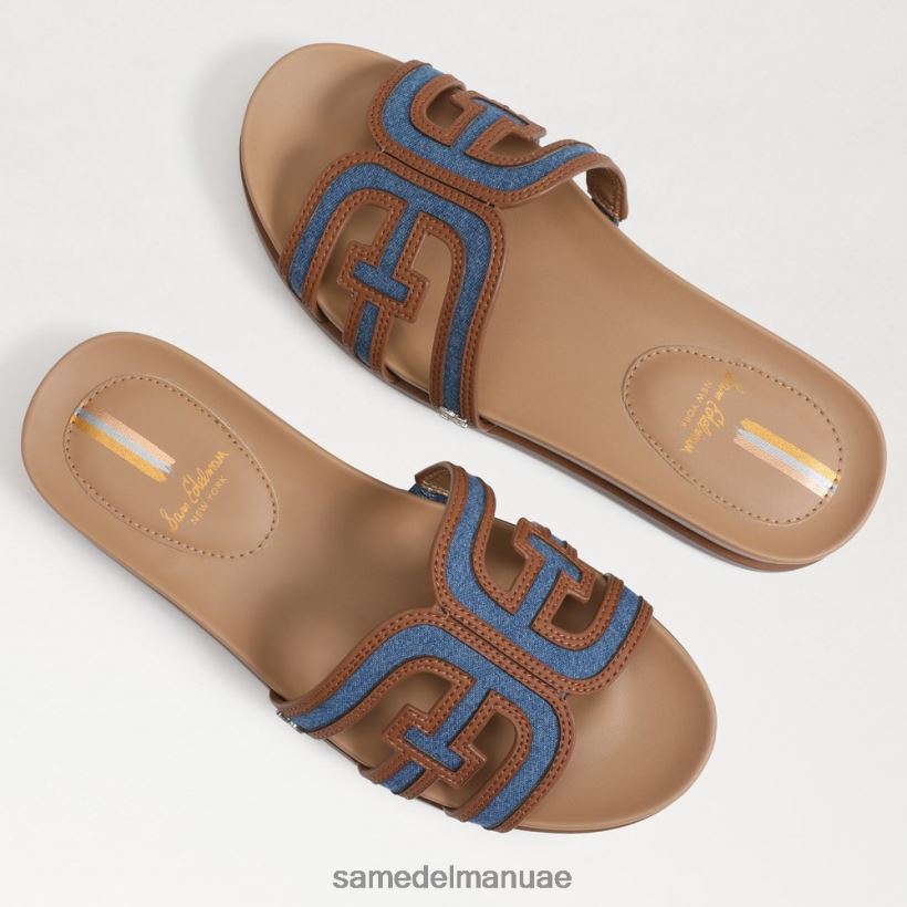النيلي المغسول أحذية Sam Edelman نحيف صندل متعدد الشرائح من نيتي 246L6T425