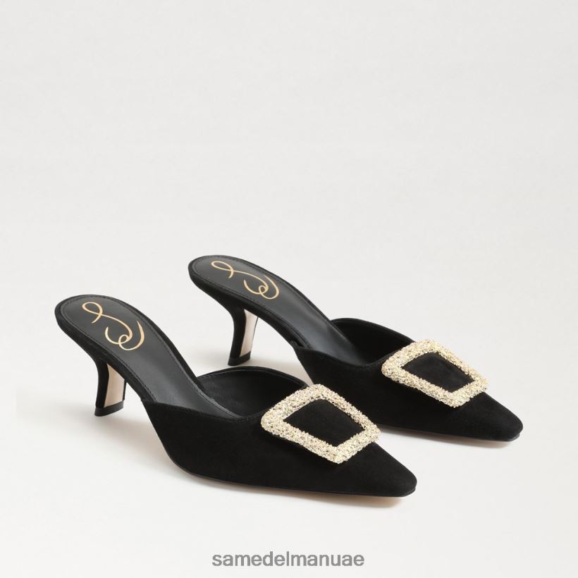 جلد الغزال الأسود أحذية Sam Edelman نحيف بغل بكعب قطة بريت 246L6T434
