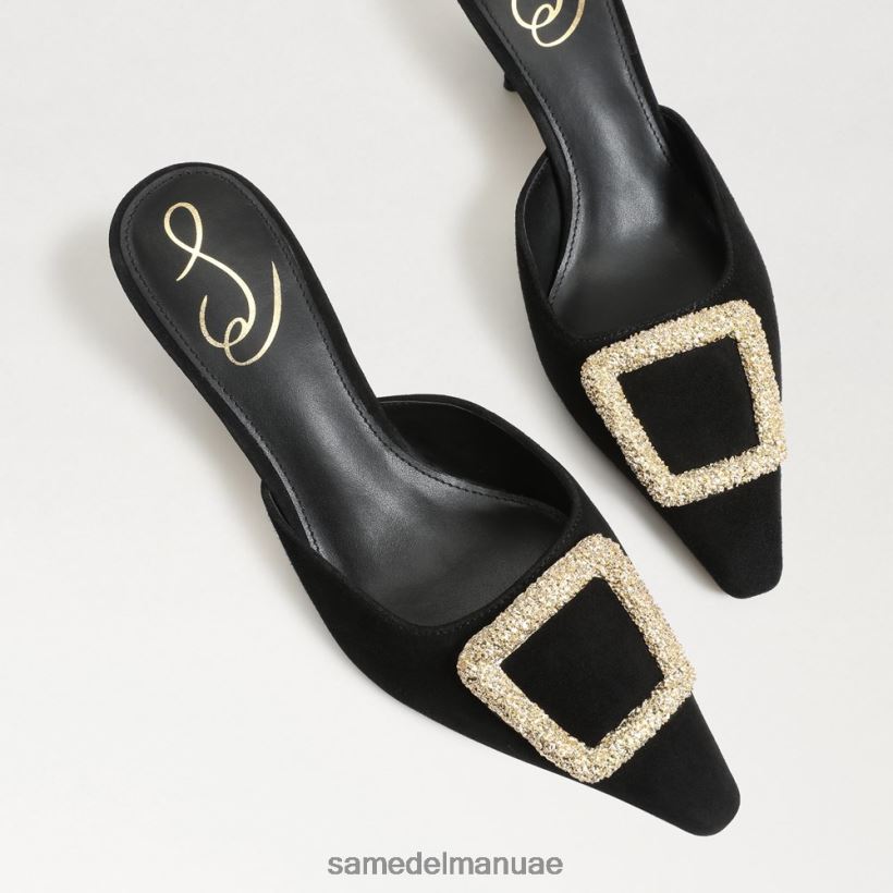 جلد الغزال الأسود أحذية Sam Edelman نحيف بغل بكعب قطة بريت 246L6T434