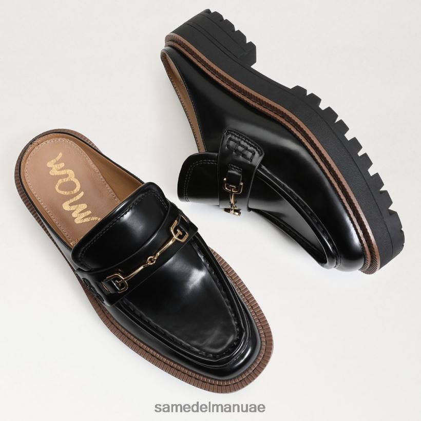 جلد أسود أحذية Sam Edelman نحيف نعل لينون العروة 246L6T465