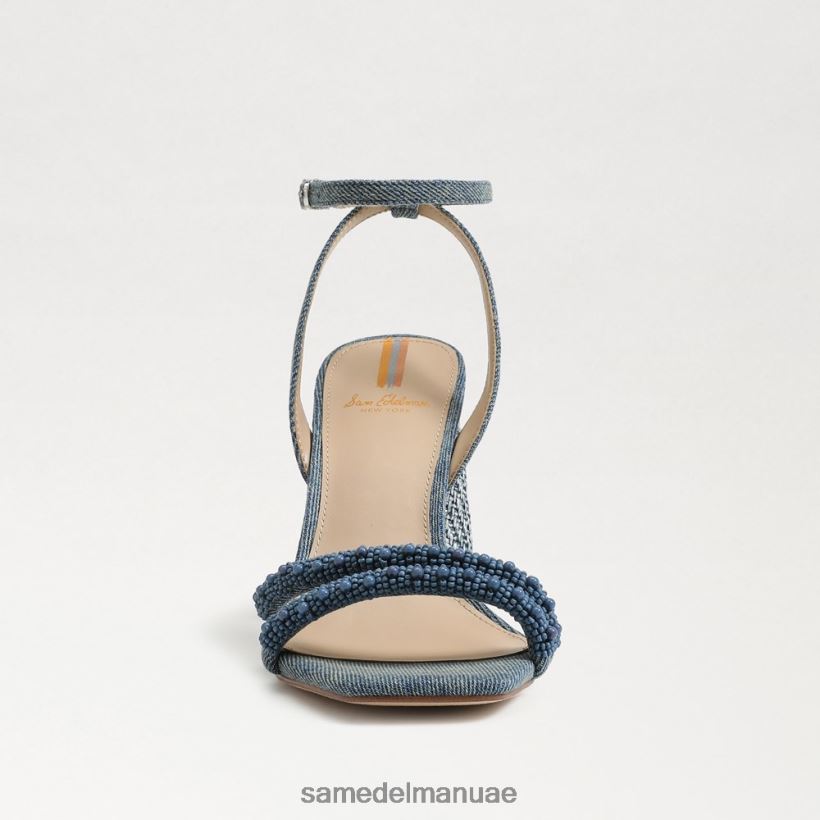 غسلها باللون الأزرق الجديد أحذية Sam Edelman نحيف صندل بكعب عريض من الخرز من كيا 246L6T486