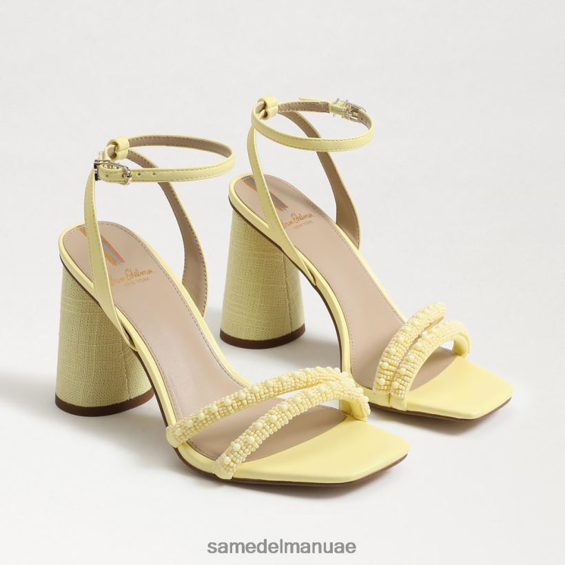 الزبدة الصفراء أحذية Sam Edelman نحيف صندل بكعب عريض من الخرز من كيا 246L6T489