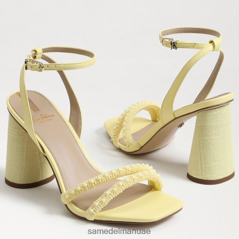 الزبدة الصفراء أحذية Sam Edelman نحيف صندل بكعب عريض من الخرز من كيا 246L6T489