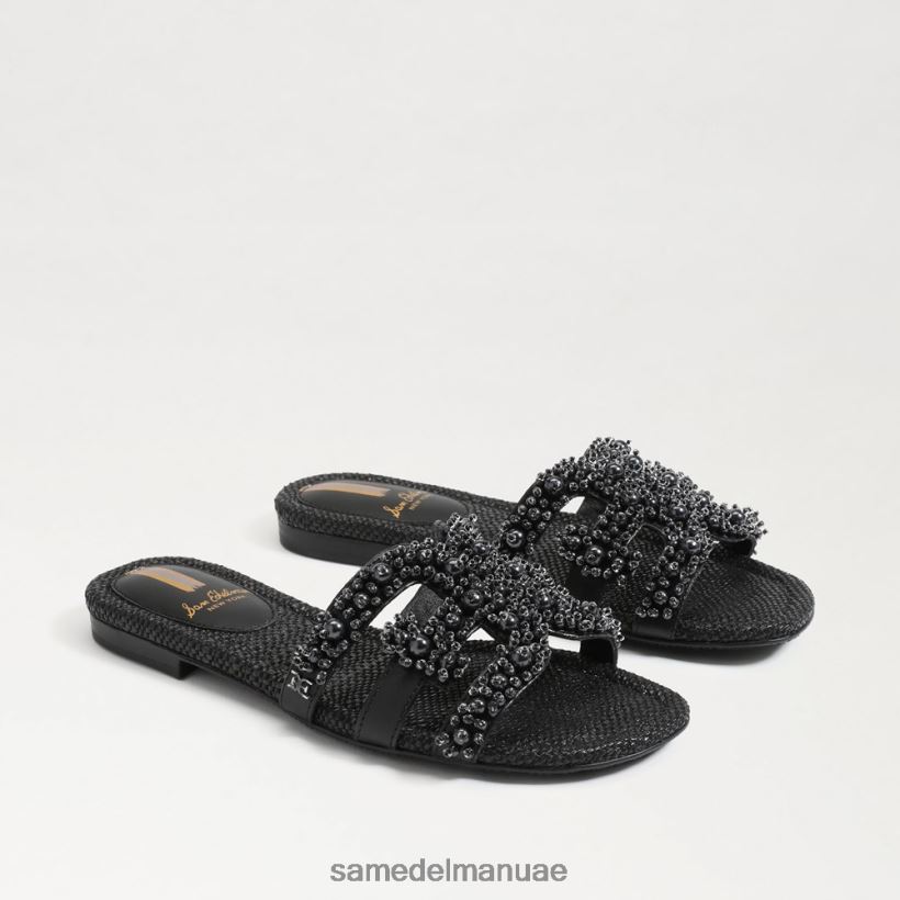جلد أسود أحذية Sam Edelman نحيف صندل منزلق من باي بيرلا 246L6T497