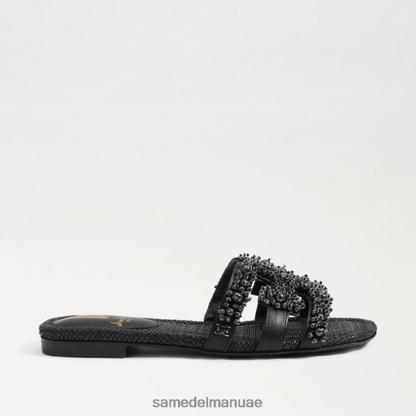 جلد أسود أحذية Sam Edelman نحيف صندل منزلق من باي بيرلا 246L6T497