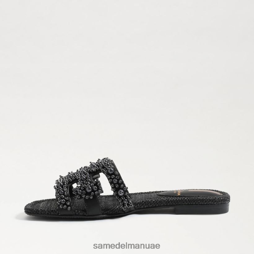 جلد أسود أحذية Sam Edelman نحيف صندل منزلق من باي بيرلا 246L6T497