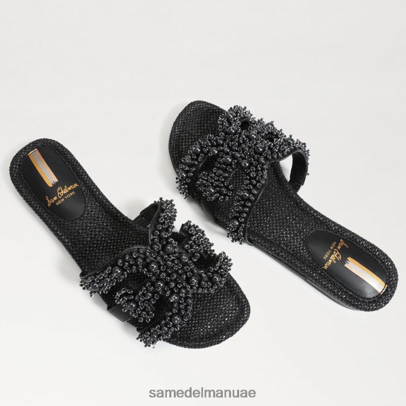 جلد أسود أحذية Sam Edelman نحيف صندل منزلق من باي بيرلا 246L6T497