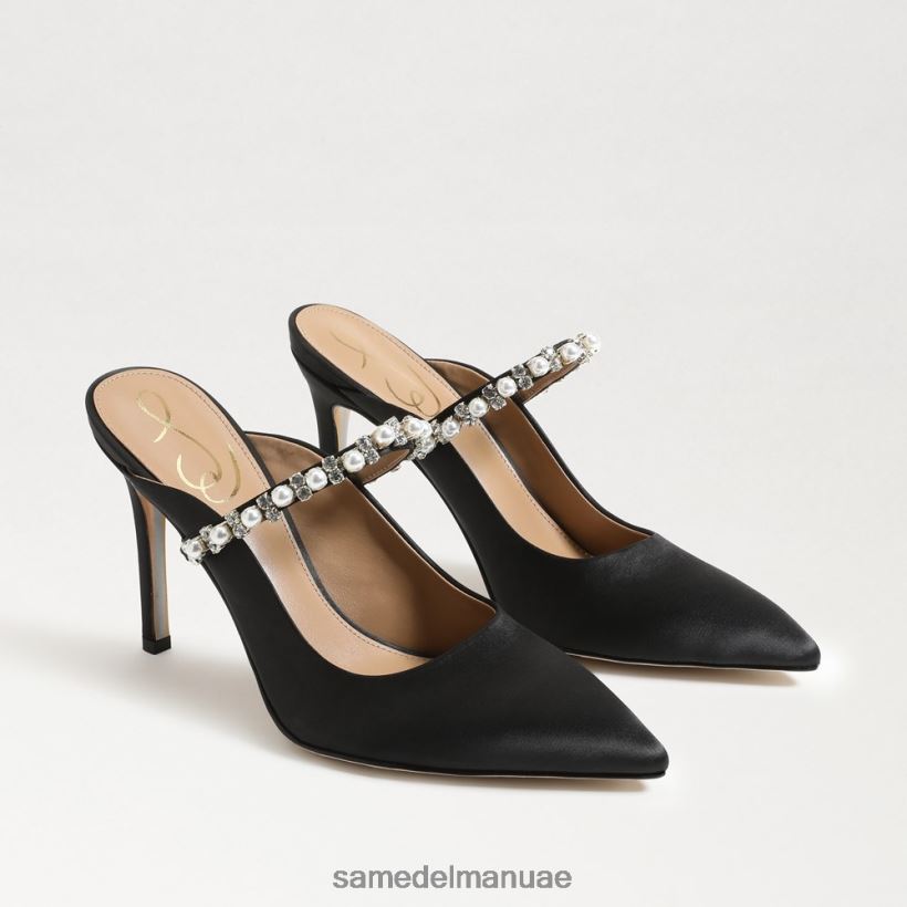 الساتان الأسود أحذية Sam Edelman نحيف مضخة بغل هايلاند 246L6T525