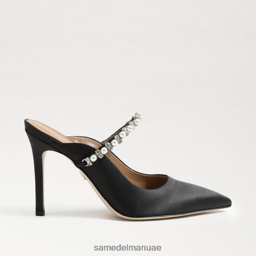 الساتان الأسود أحذية Sam Edelman نحيف مضخة بغل هايلاند 246L6T525