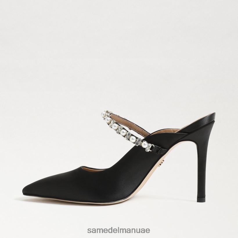 الساتان الأسود أحذية Sam Edelman نحيف مضخة بغل هايلاند 246L6T525
