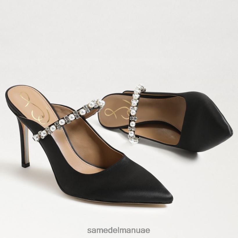 الساتان الأسود أحذية Sam Edelman نحيف مضخة بغل هايلاند 246L6T525