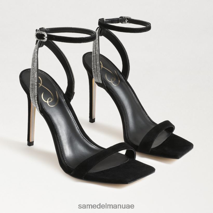 جلد الغزال الأسود أحذية Sam Edelman نحيف أوفيليا كعب حزام الكاحل 246L6T537