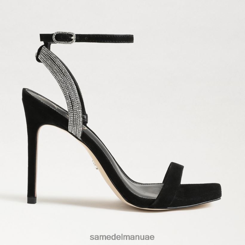 جلد الغزال الأسود أحذية Sam Edelman نحيف أوفيليا كعب حزام الكاحل 246L6T537