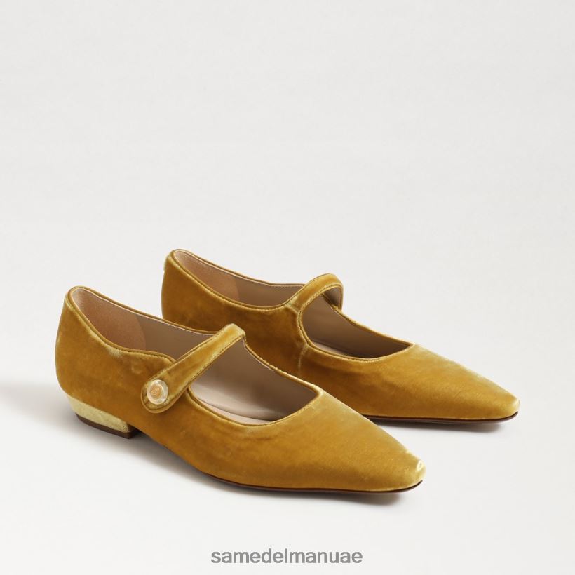 مخمل الزعفران أحذية Sam Edelman نحيف جين ماري جين مدببة عند أصابع القدم المسطحة 246L6T540