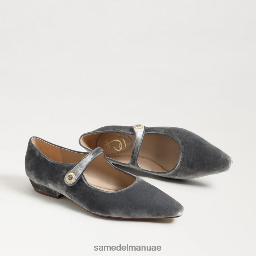 سموكي المخملية الزرقاء أحذية Sam Edelman نحيف جين ماري جين مدببة عند أصابع القدم المسطحة 246L6T541