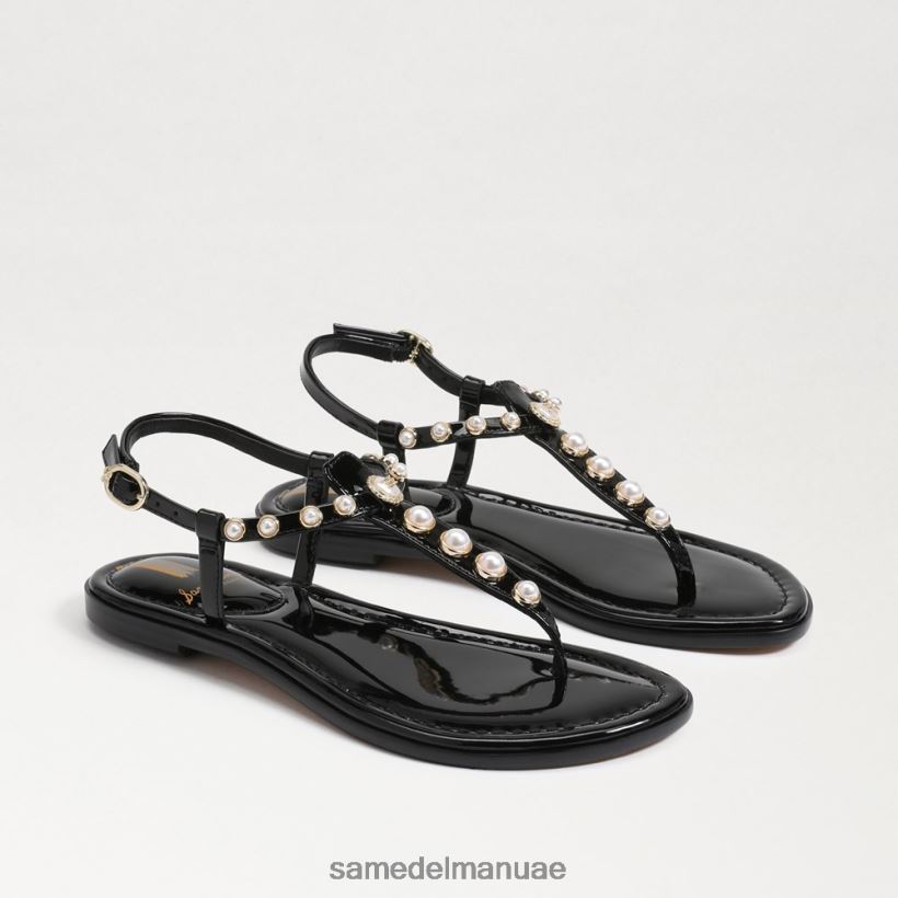 أسود براءة اختراع أحذية Sam Edelman نحيف صندل جيجي لؤلؤة ثونغ 246L6T554