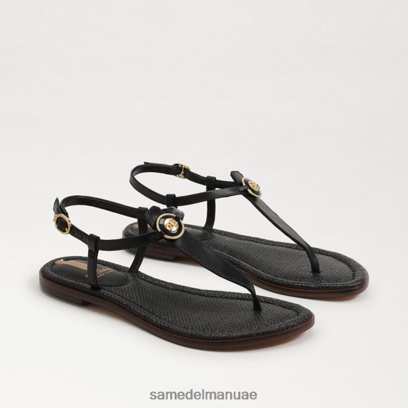 جلد أسود أحذية Sam Edelman نحيف صندل جيجي سيجنيت ثونغ 246L6T557