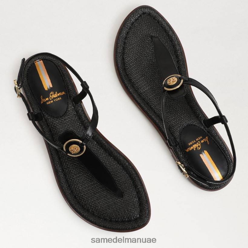 جلد أسود أحذية Sam Edelman نحيف صندل جيجي سيجنيت ثونغ 246L6T557