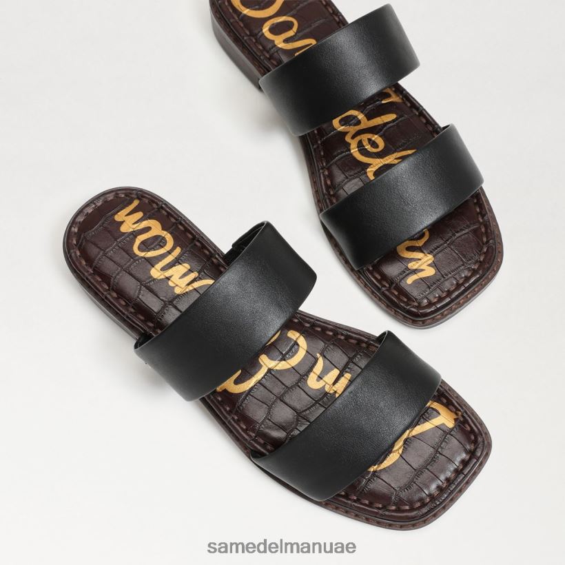 جلد أسود أحذية Sam Edelman نحيف هايدي صندل منزلق 246L6T572