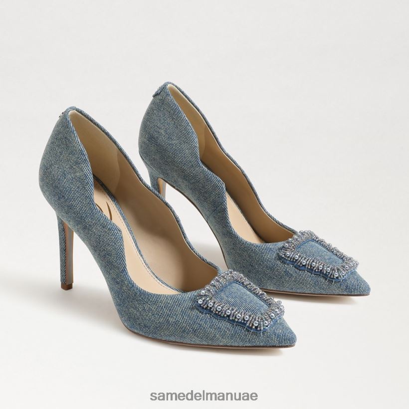غسلها باللون الأزرق الجديد أحذية Sam Edelman نحيف هارييت مطرز بكعب مدبب عند الأصابع 246L6T583