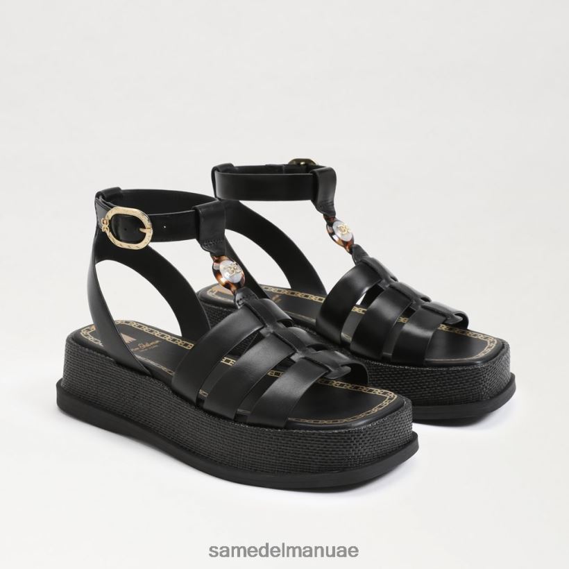 جلد أسود أحذية Sam Edelman نحيف صندل نعيمة المصارع 246L6T602