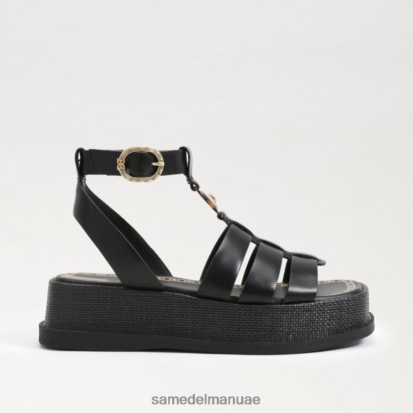 جلد أسود أحذية Sam Edelman نحيف صندل نعيمة المصارع 246L6T602