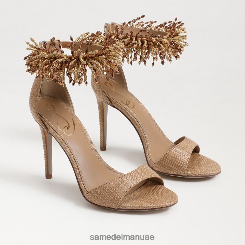برتقالي تان أحذية Sam Edelman نحيف جيلي مطرز كعب حزام الكاحل 246L6T603