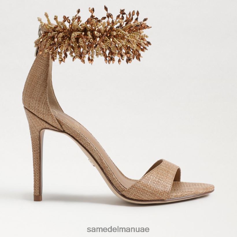 برتقالي تان أحذية Sam Edelman نحيف جيلي مطرز كعب حزام الكاحل 246L6T603