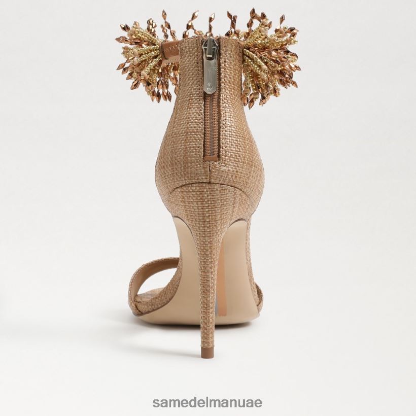 برتقالي تان أحذية Sam Edelman نحيف جيلي مطرز كعب حزام الكاحل 246L6T603